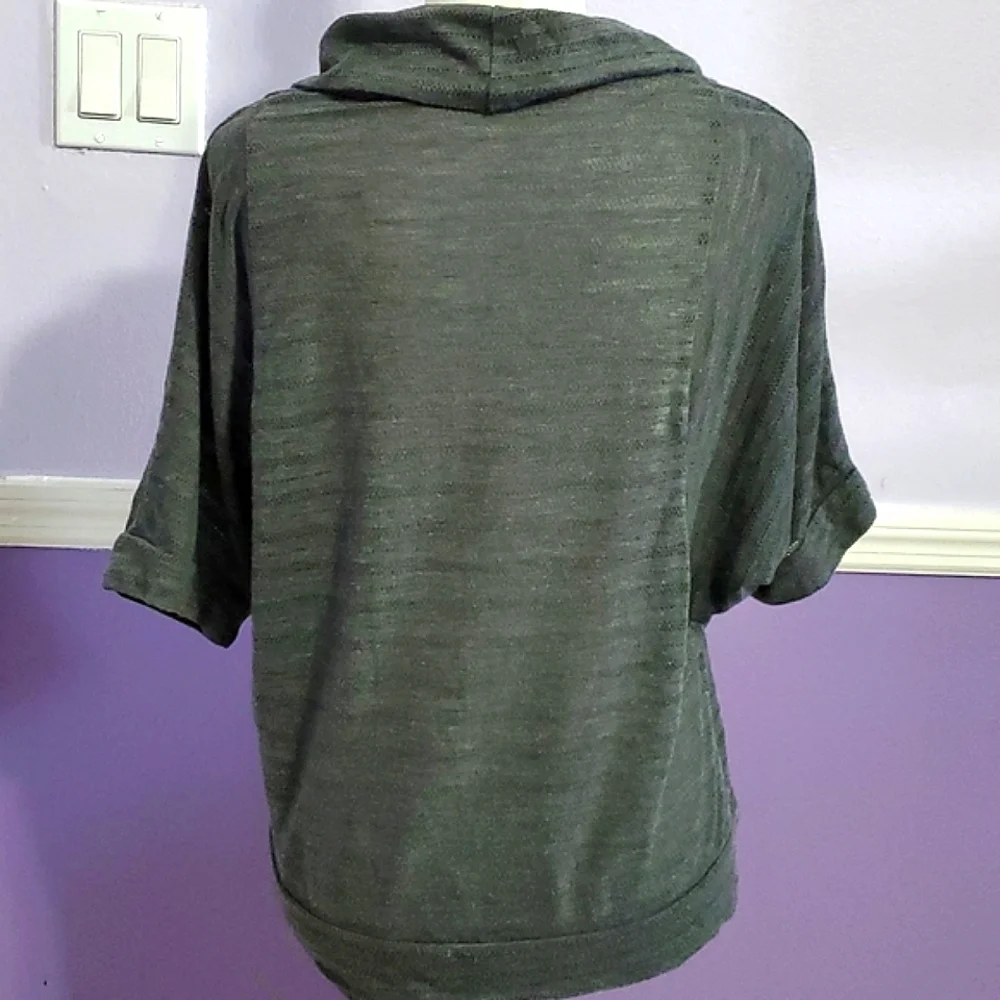 Agenda Charcoal Textured Knit Bat Sleeve Slouchy Comfy Soft Knit Top